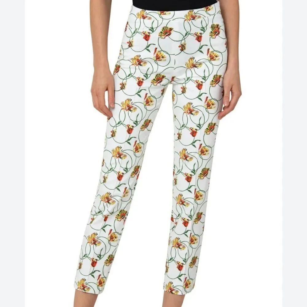 Akris Punto Franca Poppy Dot Print Stretch Cotton Ankle Pants